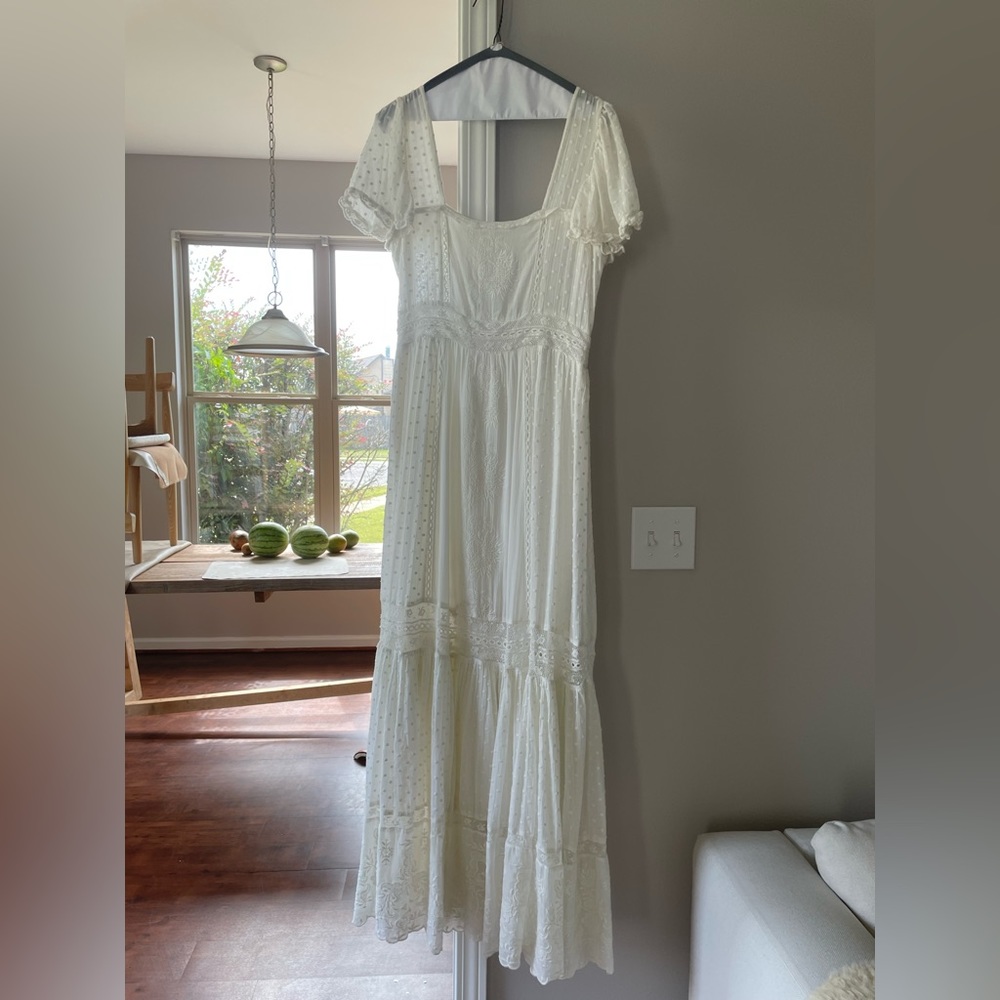 LoveShackFancy White Eyelet Midi Dress - Picture 7 of 8